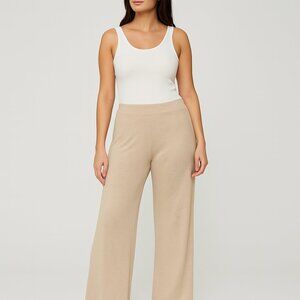 Brand New Mango Beige Wide-Leg Pants | Side Zip | Size M | Chic & Timeless